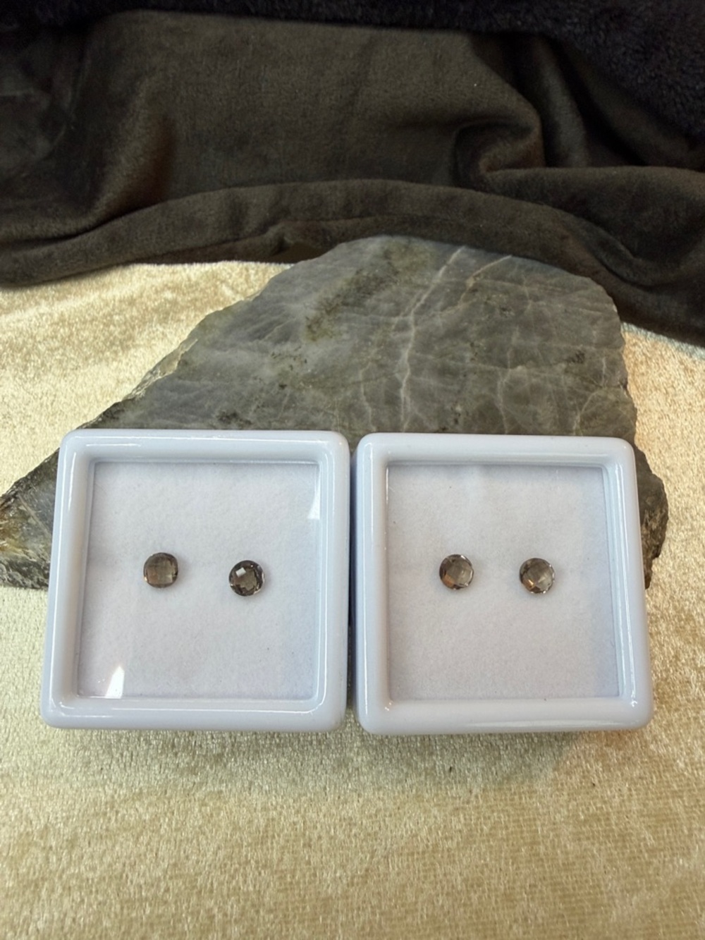 Round smoky quartz set of two, two piece (4 total) Loose Gemstone Collection